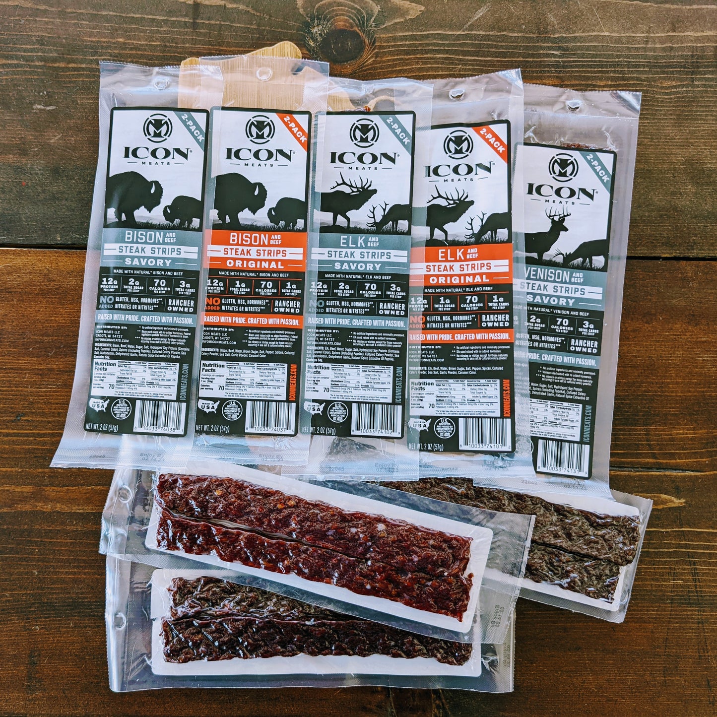 Bison, Elk, Venison Steak Strips Sampler Box