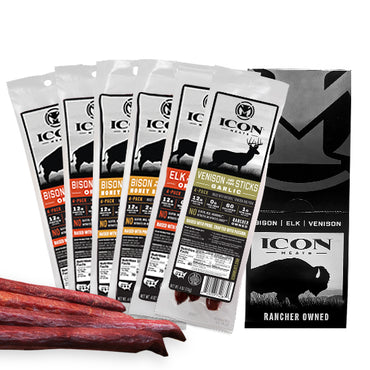 Bison, Elk, Venison Snack Sticks - Variety Box, ICON Meats