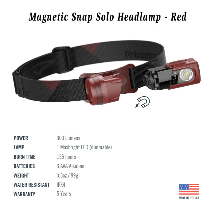 Princeton Tec Headlamp Magnetic Snap Solo