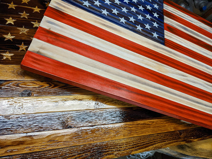 Rustic Wooden American Flag