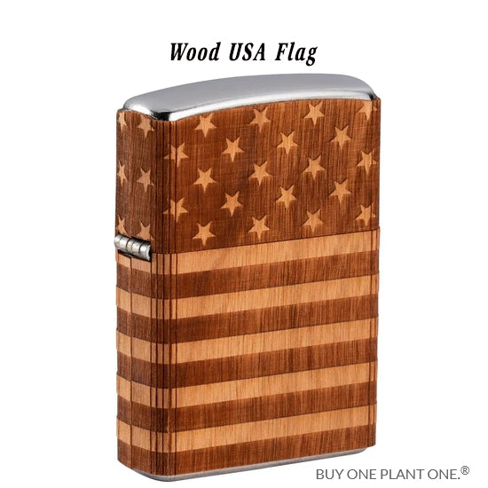 Zippo Lighter - Wood USA Flag