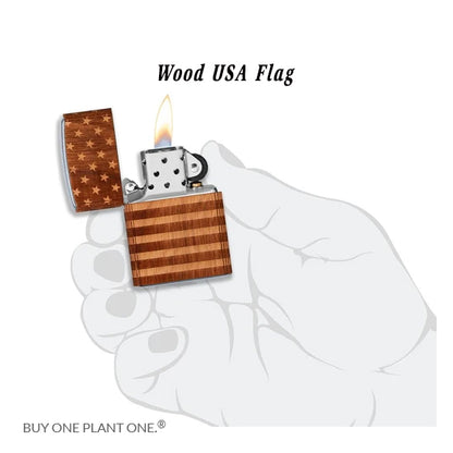 Zippo Lighter - Wood USA Flag